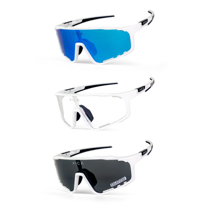 Okulary sportowe PICA STRIX białe / 3 pary soczewek